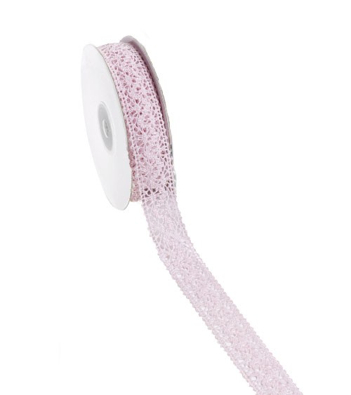 Spitzenband auf Rolle - rosa - 23 mm x 10 m