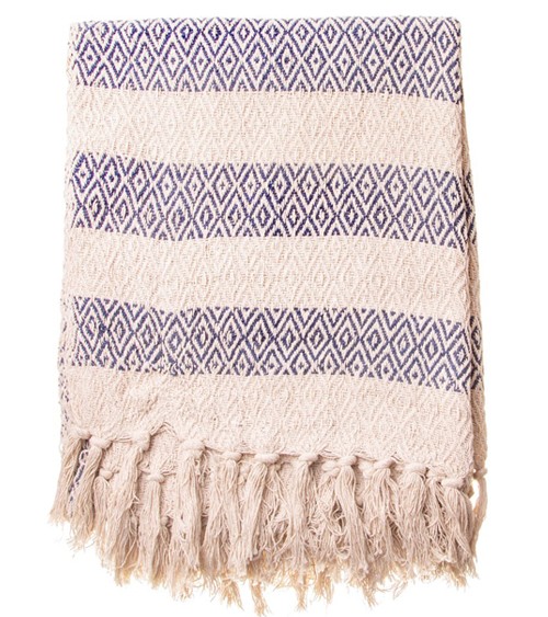 Überwurf "Scandi Boho" - blau - 150 x 125 cm