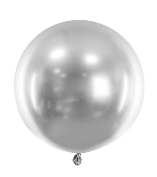 Runder Glossy-Ballon - silber - 60 cm