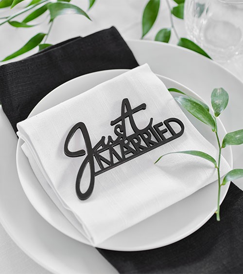 Just Married Tischdeko aus Holz - schwarz - 6 Stück