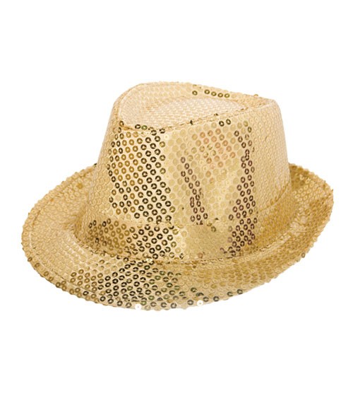 Trilby-Hut mit Pailletten - gold