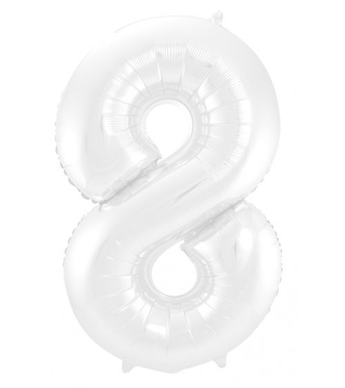 Zahl-Folienballon "8" - matt weiß - 86 cm