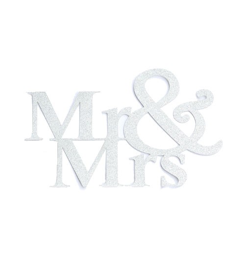Papier-Deko "Mr & Mrs" - silber - 14,5 x 9 cm - 3 Stück