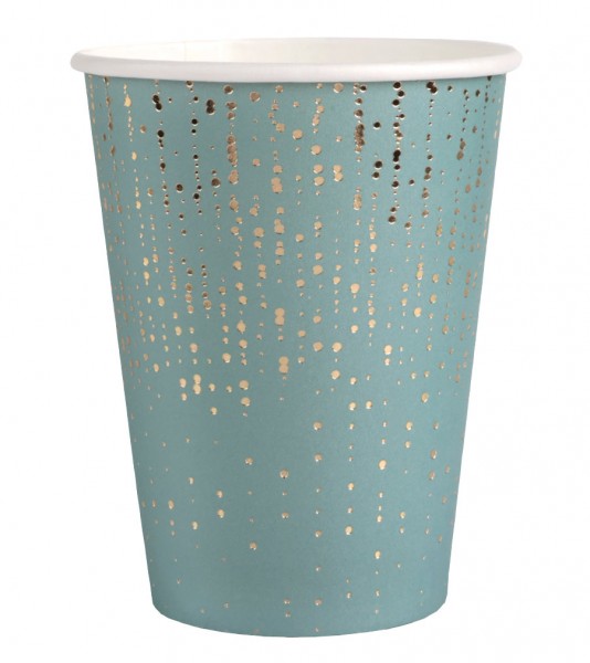 Pappbecher mit goldenen Punkten - eukalyptus - 10 Stück