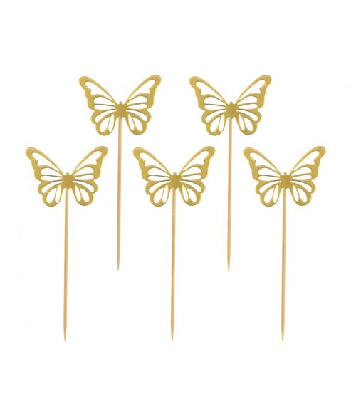 Picks "Schmetterlinge" - gold - 12 Stück