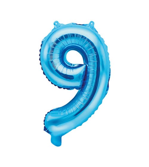 Folienballon Zahl "9" - blau - 35 cm