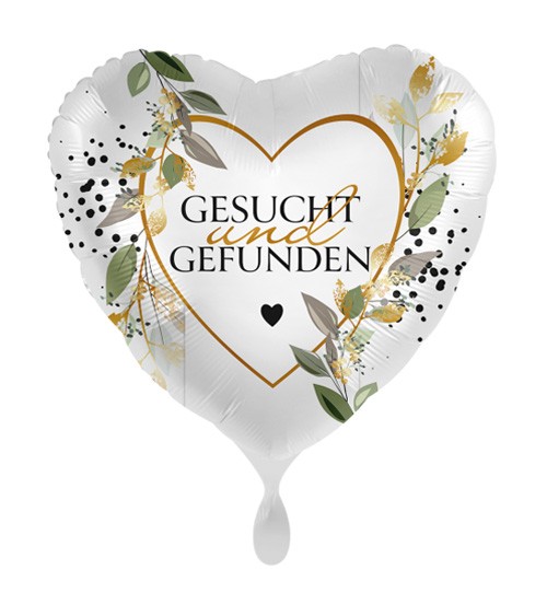 Herz-Folienballon "Gesucht und Gefunden" - Botanical - 43 cm