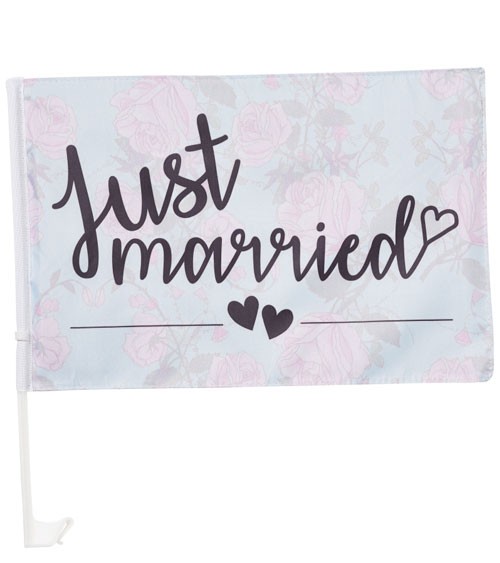 Hochzeitsauto-Flagge " Just Married" - 45 x 30 cm