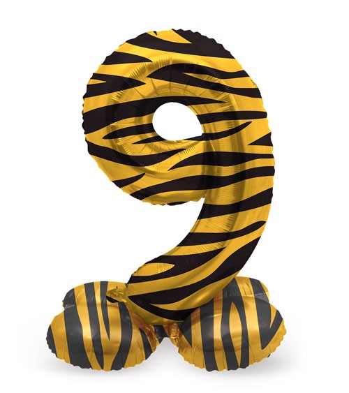 Stehender Folienballon Zahl "9" - Tiger Chic - 72 cm