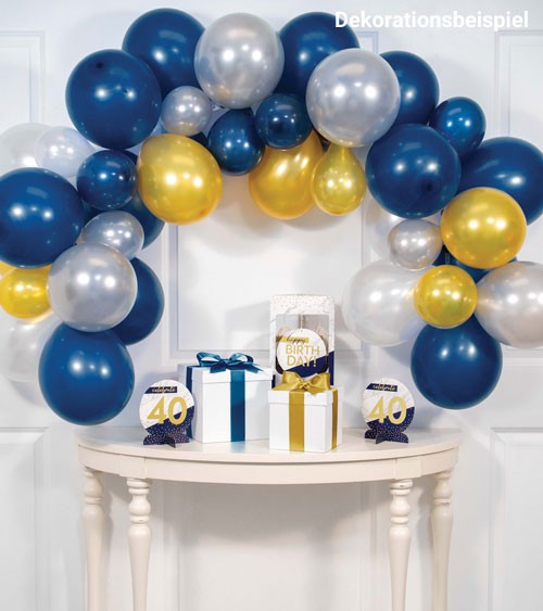 Ballongirlanden-Set "Navy und Gold" - 42-teilig