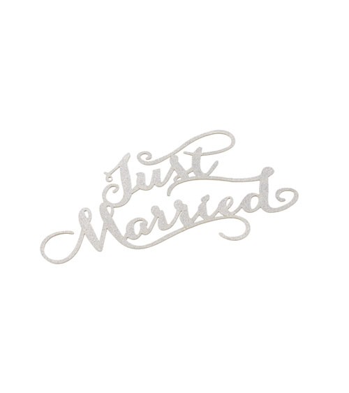 Papier-Deko "Just Married" - silber - 14,5 x 9 cm - 3 Stück