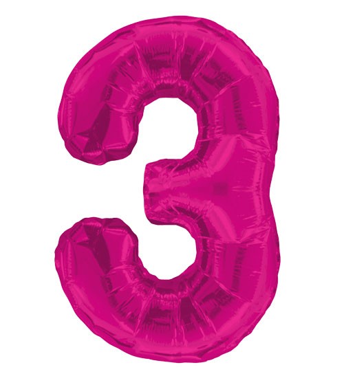 Supershape-Folienballon "3" - pink