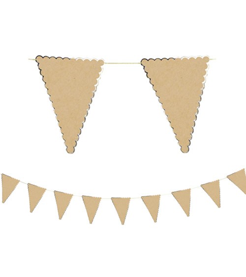 Wimpelgirlande mit Wellenrand - Kraftpapier, gold - 3 m