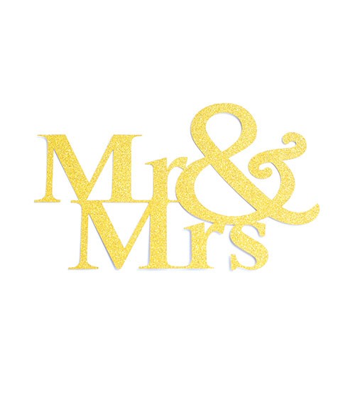 Papier-Deko "Mr & Mrs" - gold - 14,5 x 9 cm - 3 Stück