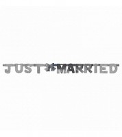 Schriftzug-Girlande "Just Married" - silber - 1,3 m Schriftzug-Girlande "Just Married" - silber - 1,3 m