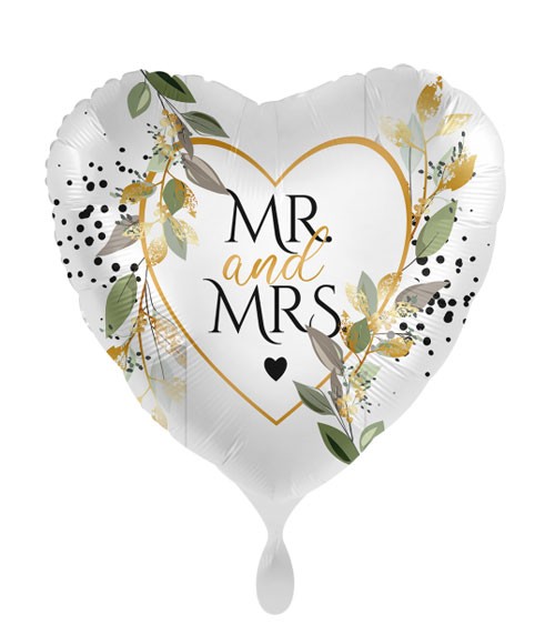 Herz-Folienballon "Mr. & Mrs." - Botanical - 43 cm