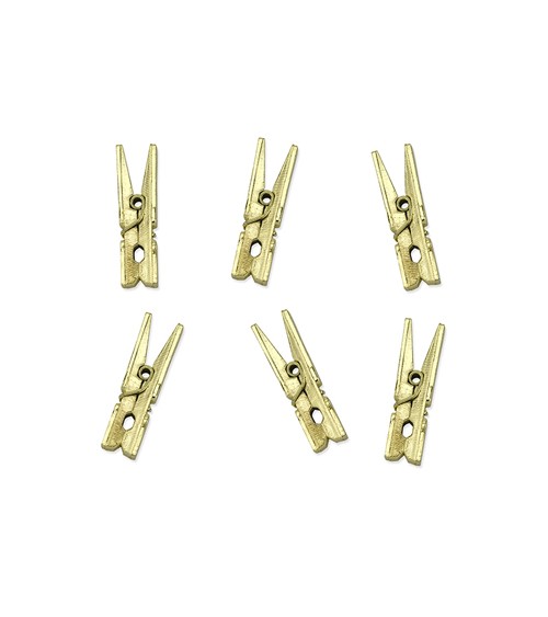 Mini-Wäscheklammern aus Holz - gold metallic - 20 Stück
