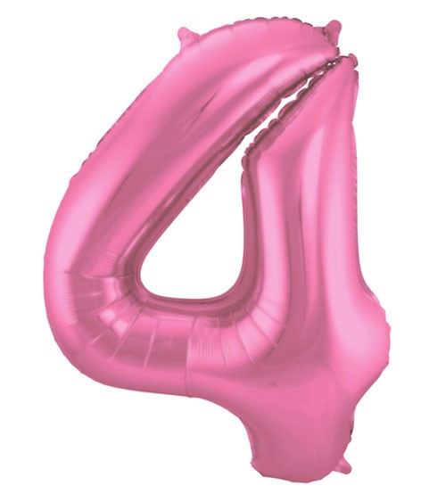 Zahl-Folienballon "4" - matt candy pink - 86 cm