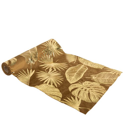 Tischläufer aus Samt "Golden Jungle" - braun, gold - 28 cm x 3 m