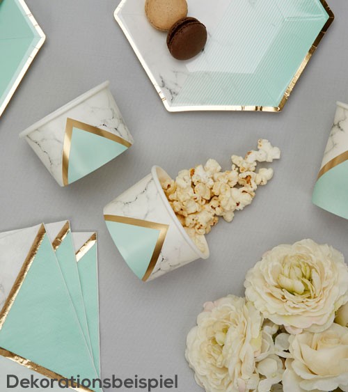 Eisbecher "Marmor" - mint/gold - 8 Stück