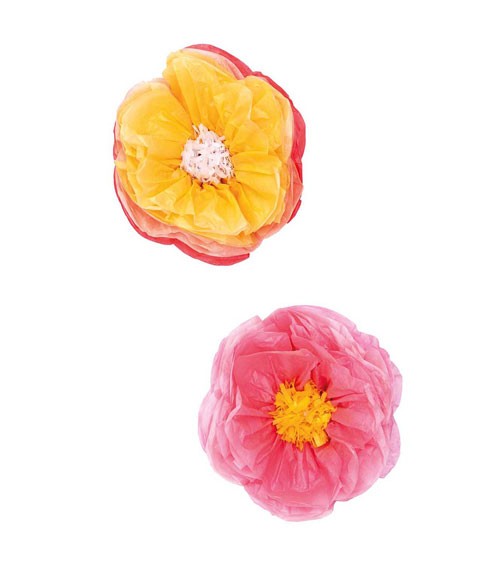Blumen aus Seidenpapier - rosa, orange - 25 cm - 2 Stück