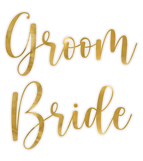 Glas-Sticker "Bride" & "Groom" - gold - 2-teilig