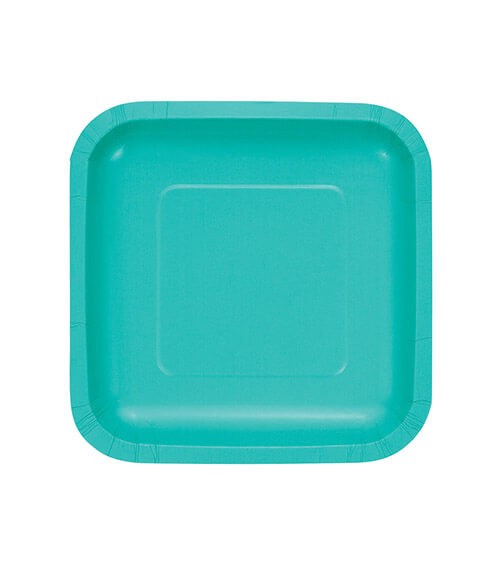 Kleine eckige Pappteller - teal - 18 Stück