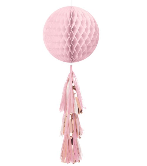 Wabenball mit Tassel - rosegold/rosa - 71 cm