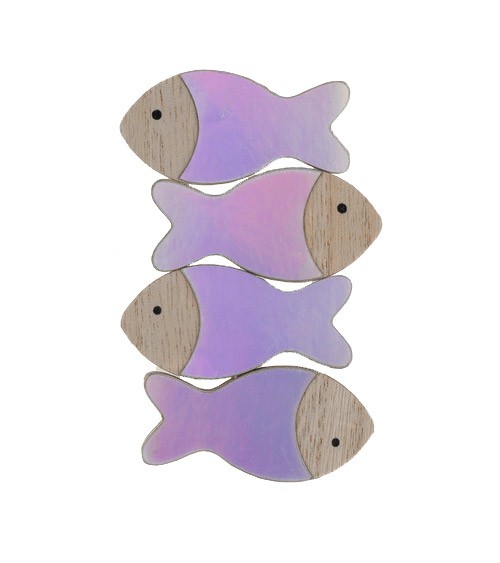 Deko-Fische aus Holz - irisierend - 6 x 3 cm - 4 Stück