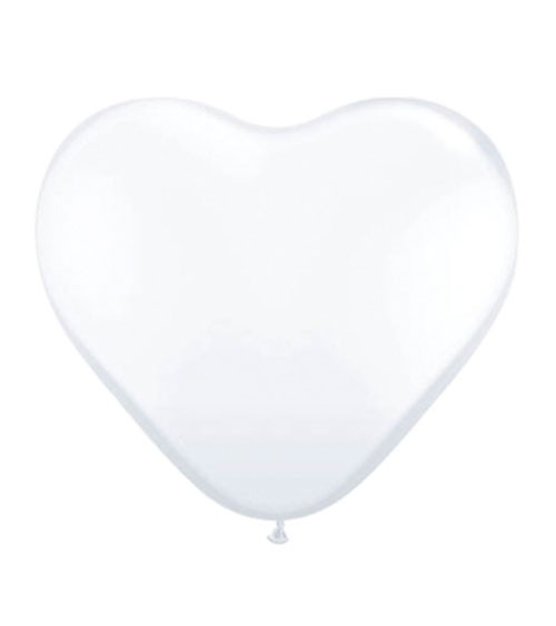 Herz-Luftballons - 25 cm - weiß - 6 Stück