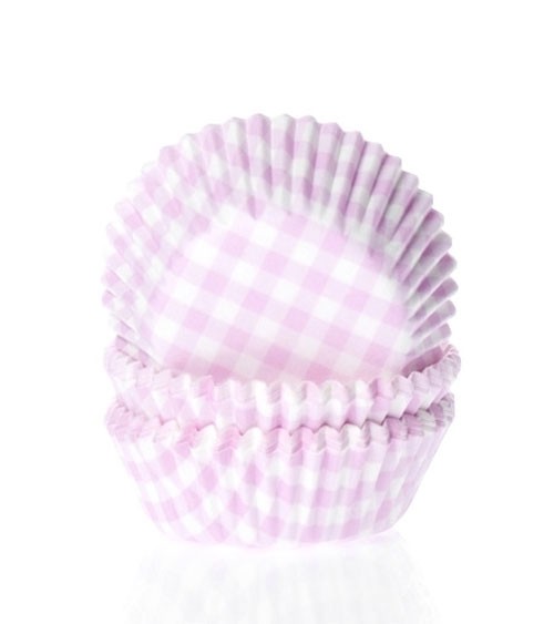 60 Mini-Muffinförmchen "Vichy Karo" - rosa