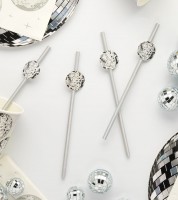 Papiertrinkhalme mit Discokugel - 16 Stück