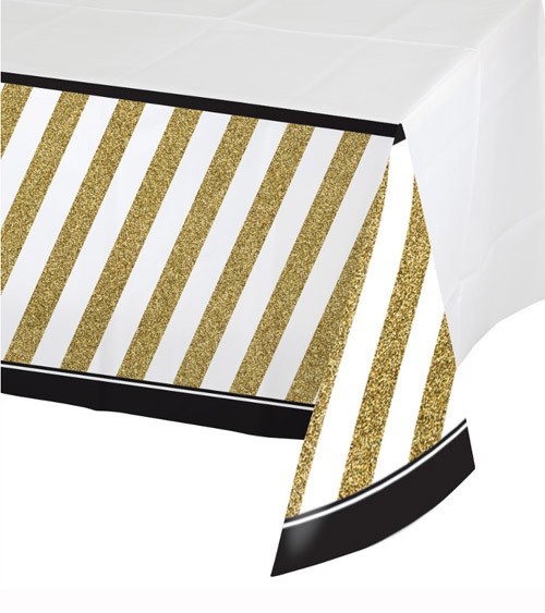 Kunststoff-Tischdecke "Black & Gold" - 137 x 259 cm