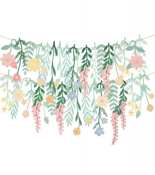 DIY Blumen- und Blätter-Girlande aus Papier - 2,25 x 0,4 m