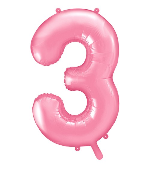 Supershape-Folienballon "3" - rosa - 86 cm