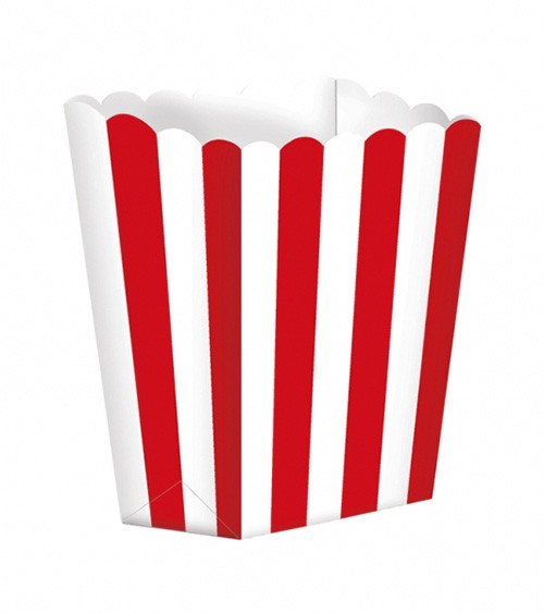 Popcornboxen mit Streifen - rot - 5 Stück