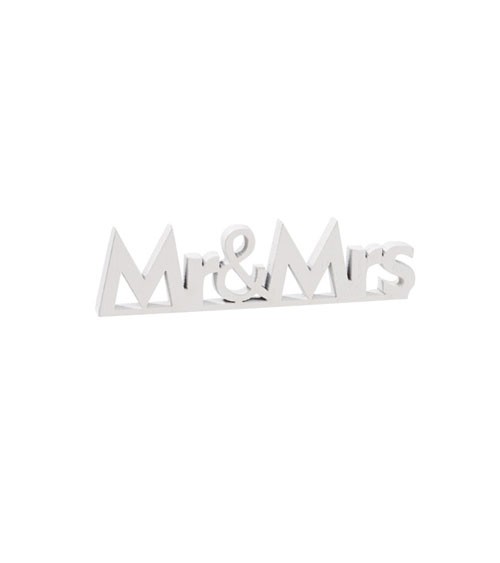 Mini-Holzaufsteller "Mr & Mrs" - weiß - 2 Stück