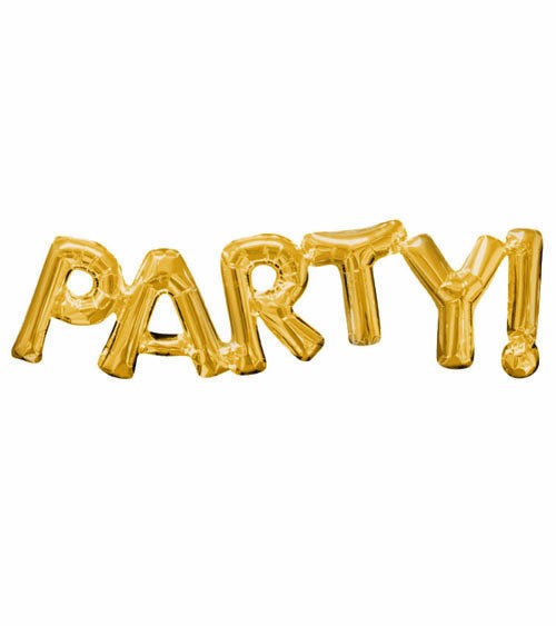 Schriftzug-Folienballon "Party!" - gold - 83 x 22 cm