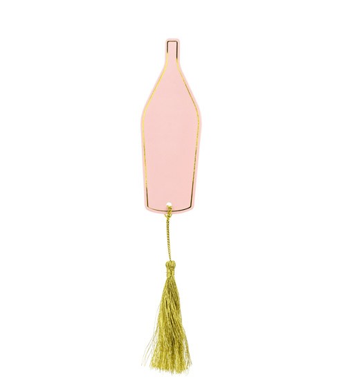 Platzkarten in Flaschenform mit Tassel - rosa, gold - 6 Stück