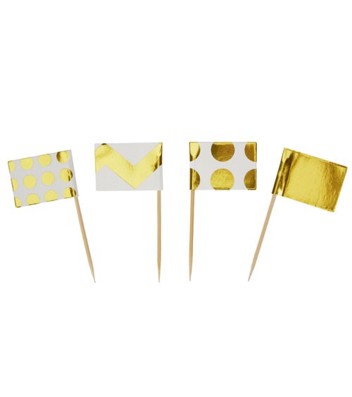 Cupcake-Picks "Gold" - Punkte/Chevron - 20 Stück
