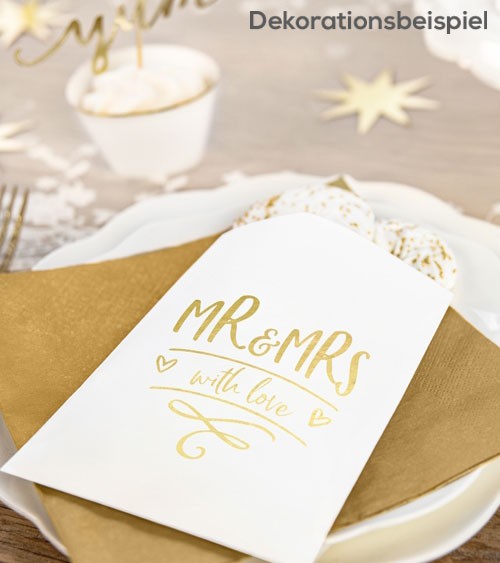 Papiertüten "Mr & Mrs" - weiß/gold - 6 Stück