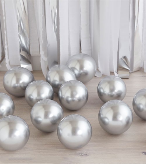 Mini-Luftballons - silber chrome - 12 cm - 40 Stück