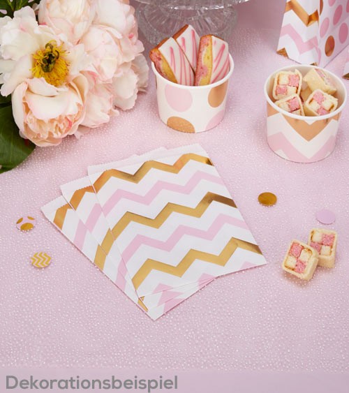 Süßigkeitentüten "Rosa & Gold" - Chevron - 25 Stück