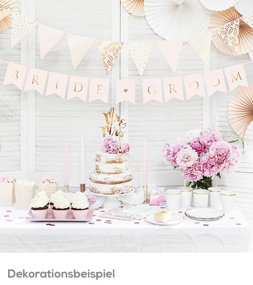 DIY-Wimpelgirlande "Bride and Groom" - blush/gold - 1,55 m