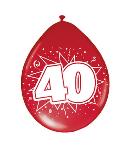 Metallic-Luftballons "40" - rot - 8 Stück