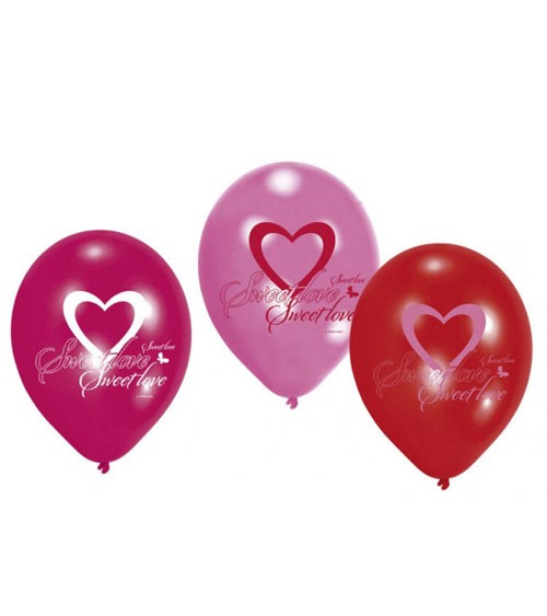 Luftballon-Set "Sweet Love" - rosa/pink/rot - 6 Stück