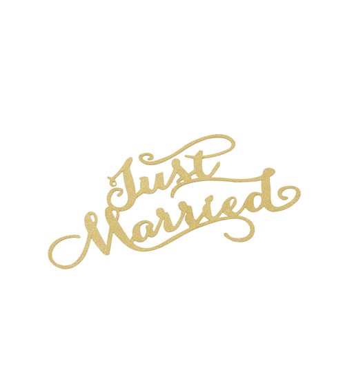 Papier-Deko "Just Married" - gold - 14,5 x 9 cm - 3 Stück