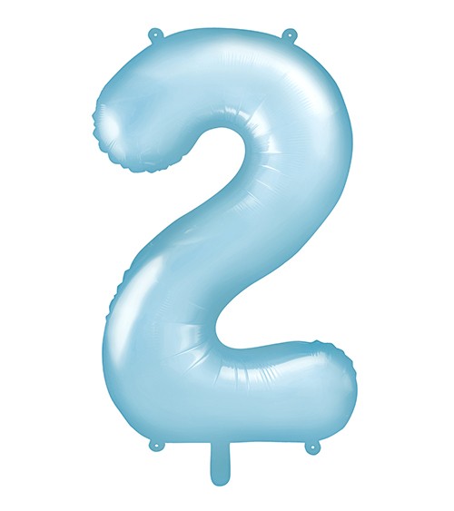 Supershape-Folienballon "2" - pastellblau - 86 cm