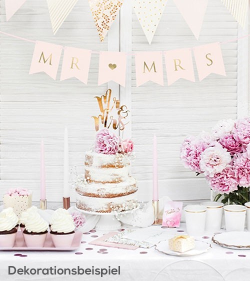 DIY-Wimpelgirlande "Mr & Mrs" - blush/gold - 85 cm