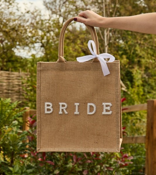 Jute-Tasche mit "Bride"-Schriftzug